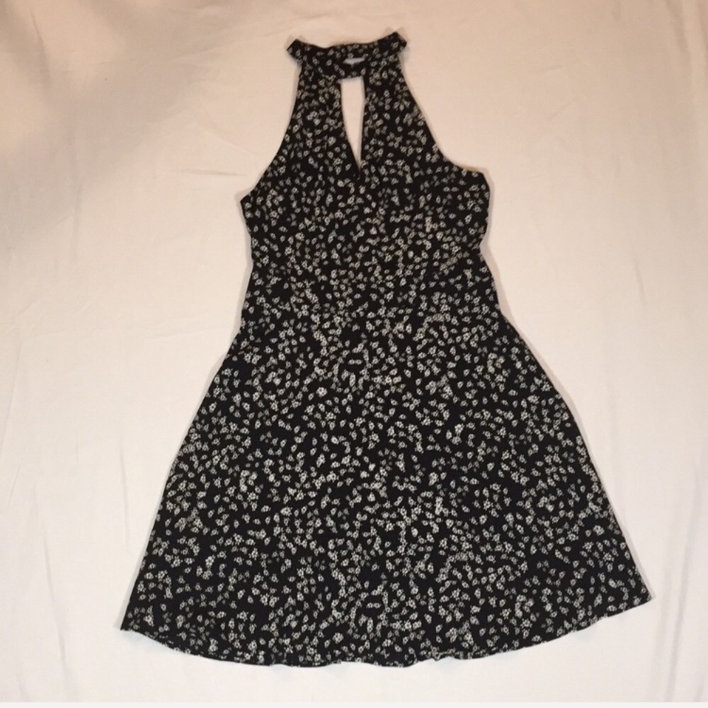 Express Black Floral Halter Dress